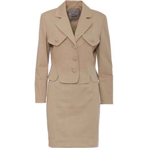 Moschino Pre-Owned - tailleur in cotone con gonna - donna - cotone/tessuto - 42 - toni neutri