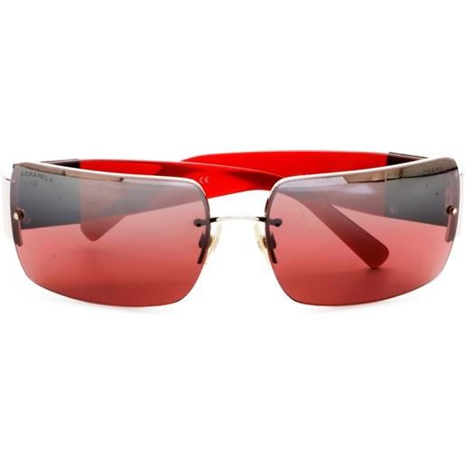 CHANEL Pre-Owned - occhiali da sole con logo cc anni 2000 - donna - acetato - taglia unica - rosso