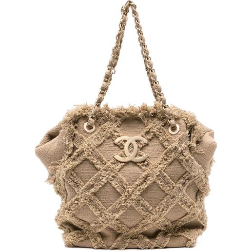 CHANEL Pre-Owned - borsa tote raffia - donna - lino/cotone - taglia unica - toni neutri
