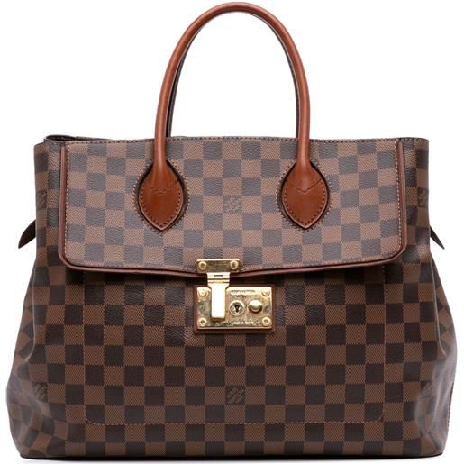 Louis Vuitton Pre-Owned - borsa a tracolla ascot in tela damier ebène 2013 - donna - pelle di vitello/tela - taglia unica - marrone