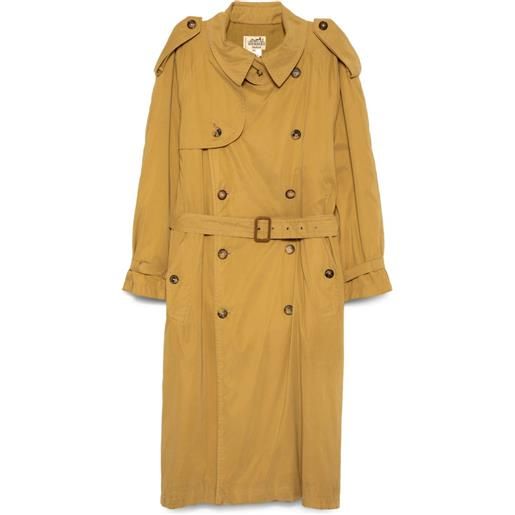 Hermès Pre-Owned - cappotto doppiopetto 1990-2000 - donna - poliestere/nylon/acetato/lana - 48 - giallo