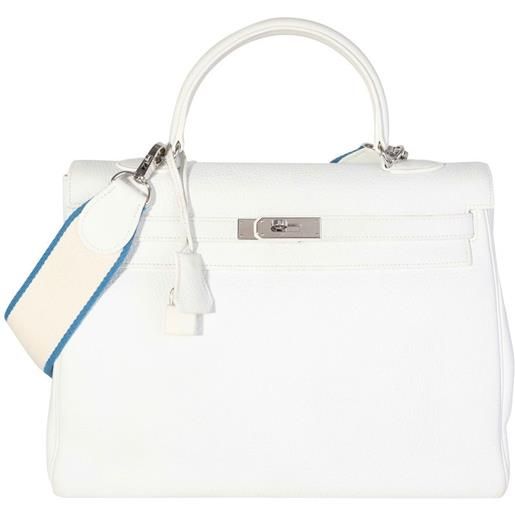Hermès Pre-Owned - borsa kelly retourné 35 two-way - uomo - pelle - taglia unica - bianco