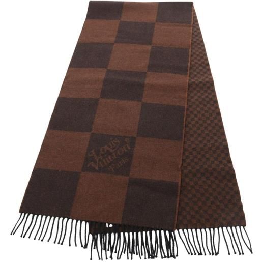 Louis Vuitton Pre-Owned - sciarpa damier giant 2020 - unisex - lana di agnello/cashmere - taglia unica - marrone