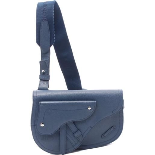 Christian Dior Pre-Owned - borsa a spalla saddle in pelle anni 2010 - uomo - pelle di vitello - taglia unica - blu