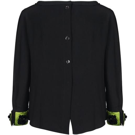 Prada Pre-Owned - blusa con decorazione - donna - seta/poliestere/vetro - 34 - nero