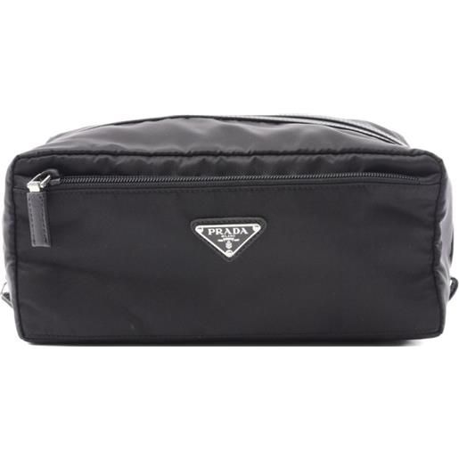 Prada Pre-Owned - trousse da bagno con placca logo anni 2010 - uomo - nylon - taglia unica - nero
