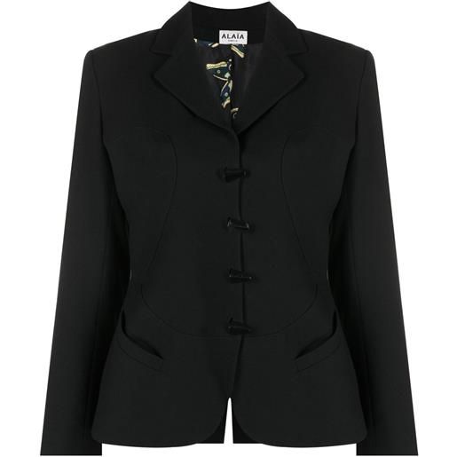 Alaïa Pre-Owned - tailleur con revers classici e gonna 1991-1992 - donna - lana - 38 - nero