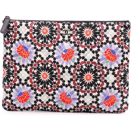 CHANEL Pre-Owned - trousse paris dubai media in tela con stampa 2014-2015 - donna - tela - taglia unica - bianco