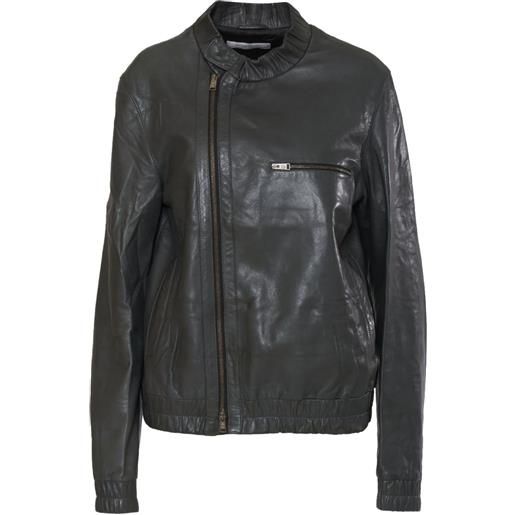 Saint Laurent Pre-Owned - giacca in pelle - uomo - pelle - 48 - verde