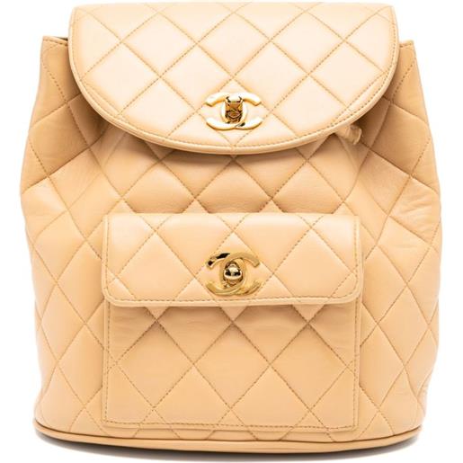 CHANEL Pre-Owned - zaino piccolo con catena - unisex - pelle - taglia unica - toni neutri