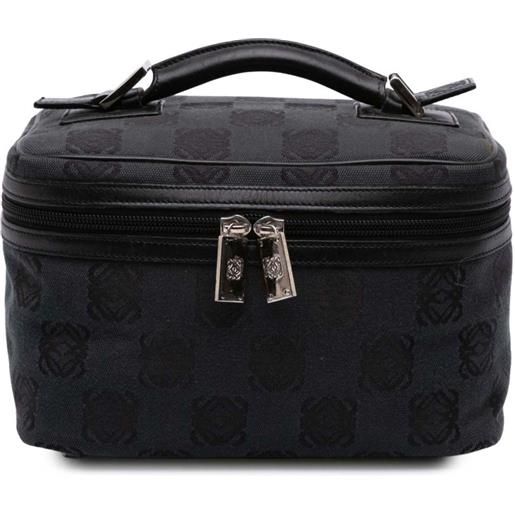 Loewe Pre-Owned - trousse anagram in tela 2004 - donna - tela/pelle di vitello - taglia unica - nero