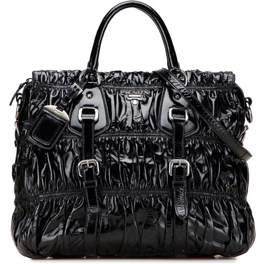 Prada Pre-Owned - borsa a tracolla vernice gaufre 2000-2013 - donna - pelle lucida - taglia unica - nero