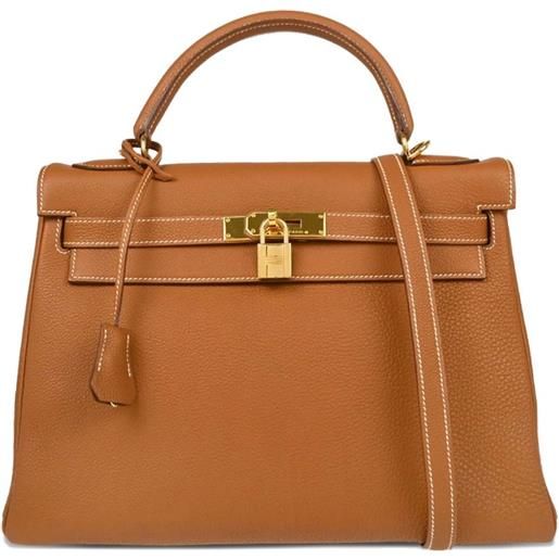 Hermès Pre-Owned - borsa a mano kelly 32 two-way 2003 - unisex - pelle di vitello - taglia unica - marrone