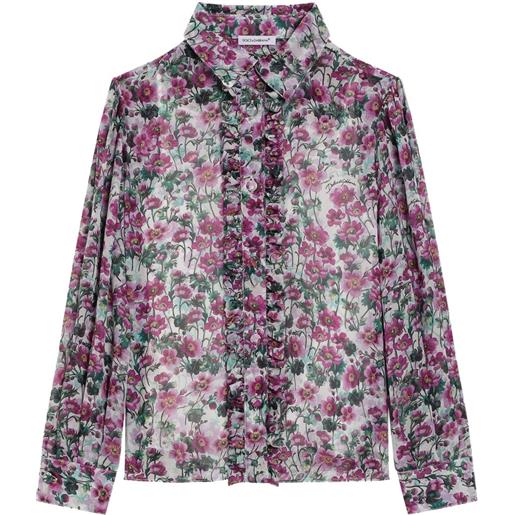 Dolce & Gabbana Kids blusa a fiori con ruches - rosa