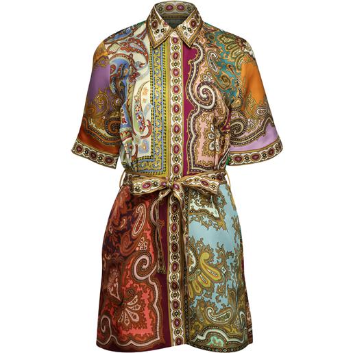 ALEMAIS abito corto clemenza spliced con stampa paisley - toni neutri