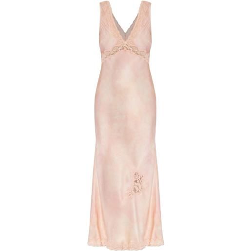 LoveShackFancy abito bier in seta con pizzo - rosa