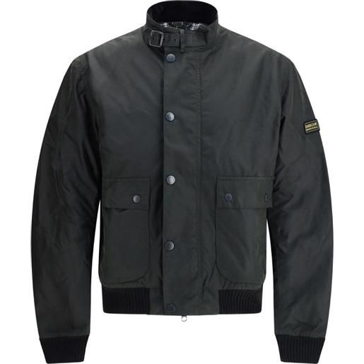 Barbour International giacca traction waxed con bottoni e tasca con patta - verde