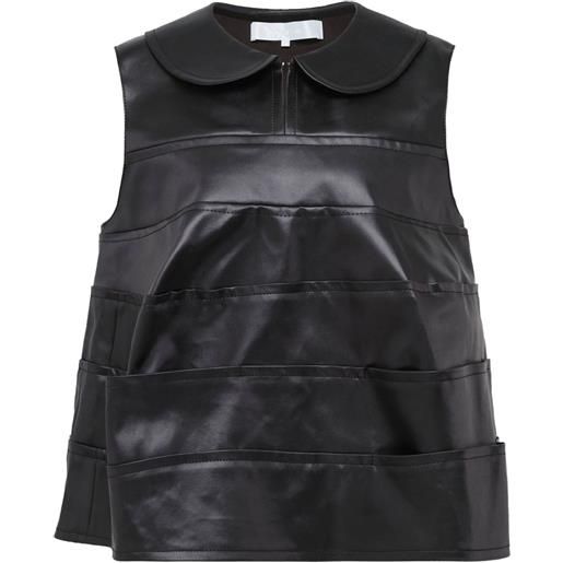 Comme des Garçons TAO canotta a strati in pelle sintetica - nero