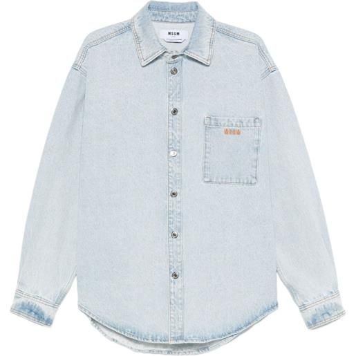 MSGM t-shirt denim con logo ricamato - blu