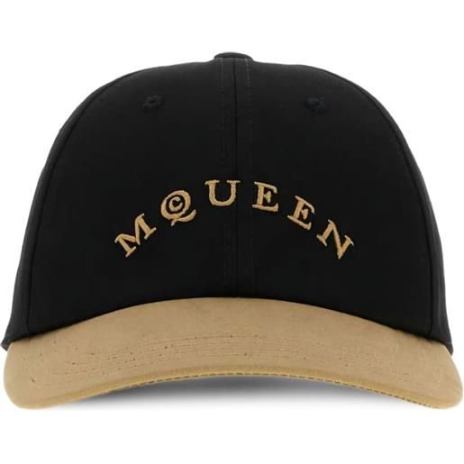 Alexander McQueen cappello da baseball in cotone bicolore - nero