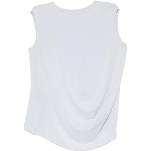 Issey Miyake top smanicato con dettaglio drappeggiato - blu