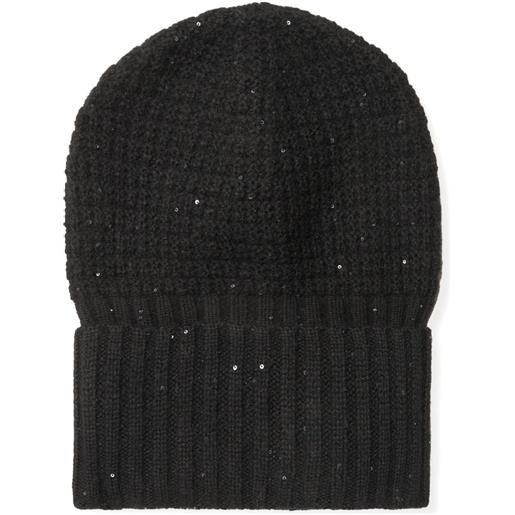 Fabiana Filippi berretto a coste con paillettes - nero