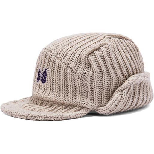 Needles cappello a coste con logo ricamato - toni neutri