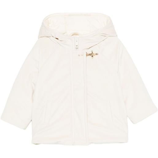 Fay Kids cappotto con cappuccio e alamari - bianco