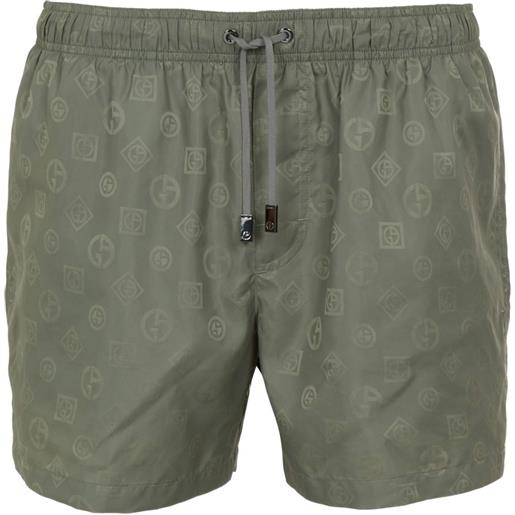 Giorgio Armani costume da bagno con logo e coulisse - verde