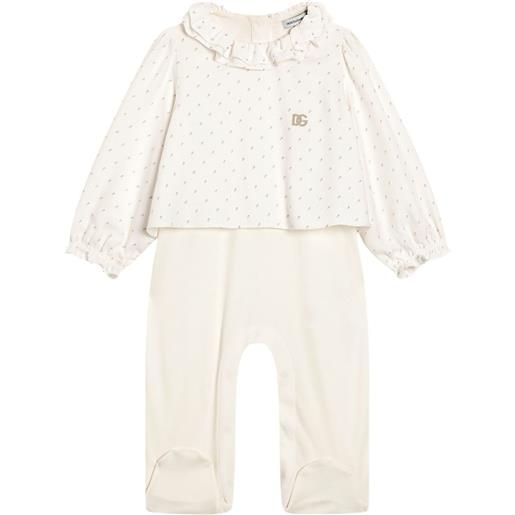 Dolce & Gabbana Kids tutina con ruches - bianco