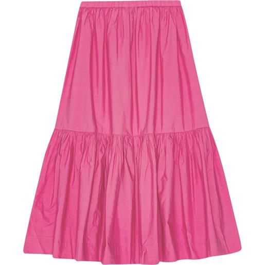 GANNI gonna midi con ruches - rosa