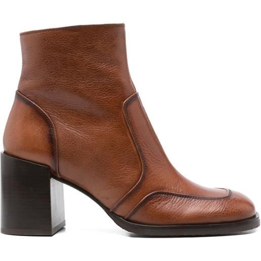 Chie Mihara stivaletti in pelle con tacco largo 75mm - marrone