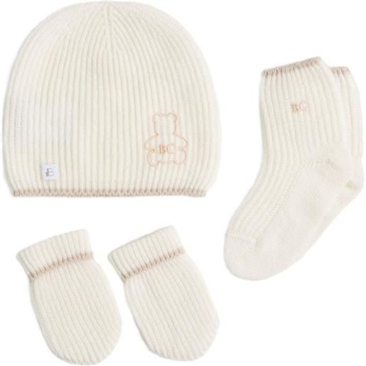 Brunello Cucinelli Kids set cappello con ricamo orsetto - bianco