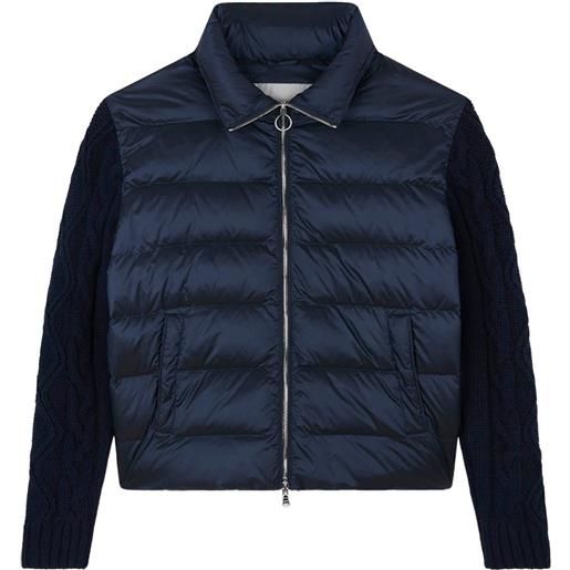 Paul & Shark piumino shiny in maglia a trecce - blu