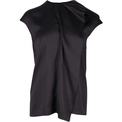 Hermès Pre-Owned - blusa con drappeggio - donna - seta - 34 - nero