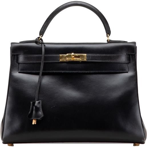Hermès Pre-Owned - borsa a tracolla kelly retourne 32 in pelle box calf 1994 - donna - pelle di vitello - taglia unica - nero
