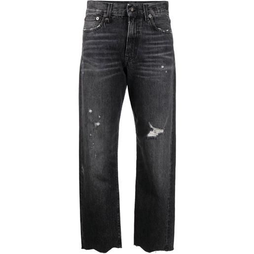 R13 jeans crop effetto vissuto - nero