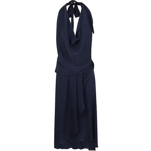 SILK95FIVE abito con scollo drappeggiato - blu