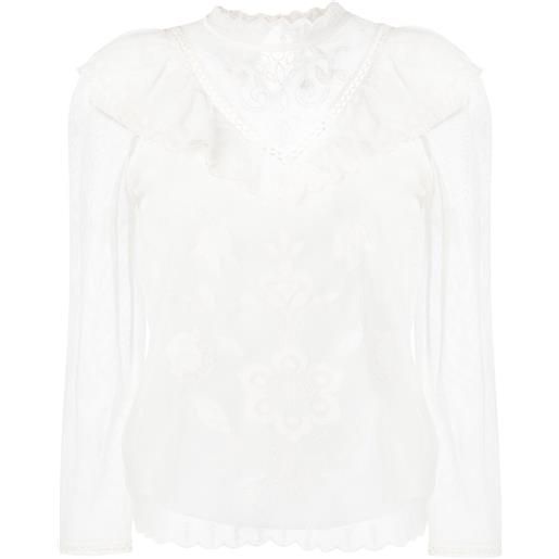 TWINSET blusa con ricamo - bianco