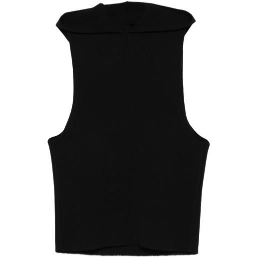 Rick Owens canotta a coste con cappuccio - nero