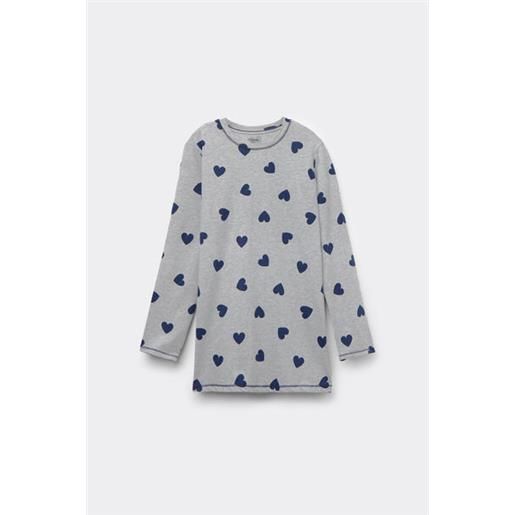 Tezenis camicia da notte manica lunga bimba cuori bambina grigio