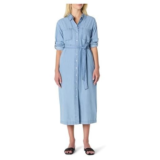 Amazon Essentials abito da donna in denim chambray, a maniche lunghe, abbottonatura blu ghiaccio chiaro, s