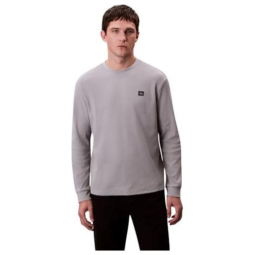 Calvin Klein uomo maglietta maniche corte waffle badge tee con scollo rotondo, grigio (formal gray), xl