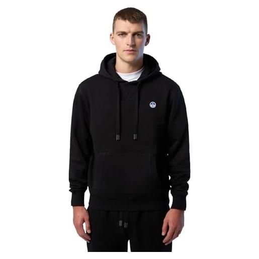 NORTH SAILS felpa con cappuccio uomo con mini logo e tasca a marsupio (nero, s)