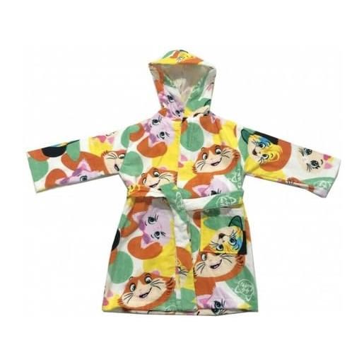 44 Gatti accappatoio con cappuccio originale 44 Gatti anni 2 3 4 5 100% spugna di puro cotone bimbo bimba bambina bambino (2/3 anni)