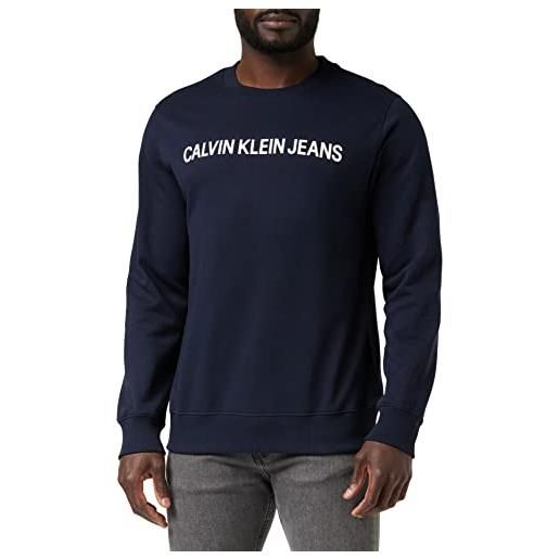 Calvin Klein Jeans core institutional logo sweatshirt, felpa uomo, blu (night sky 402), small