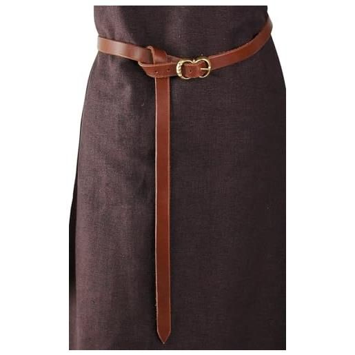 Leonardo Carbone® cintura unisex in pelle vichinga daina - cintura in pelle da uomo, abbigliamento medievale da donna, cintura da donna, abbigliamento larp, carnevale, cosplay, hobbit - 100% vera