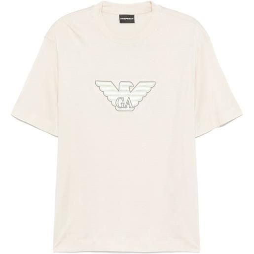 Emporio Armani t-shirt con ricamo - toni neutri