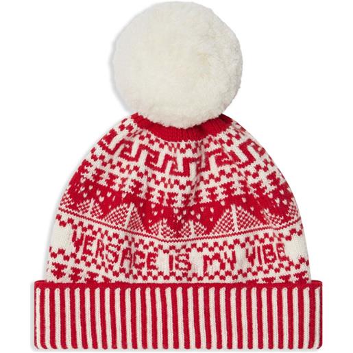 Versace Kids berretto fair isle con effetto jacquard - bianco