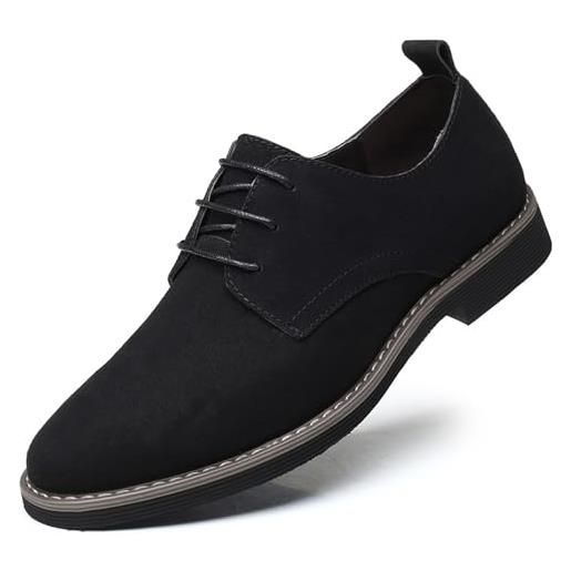 Asifn invernali eleganti. Scarpe da uomo stringate classiche in pelle scamosciata da uomo scarpe basse in velluto oxford traspiranti da lavoro britanniche（nero, 40 eu